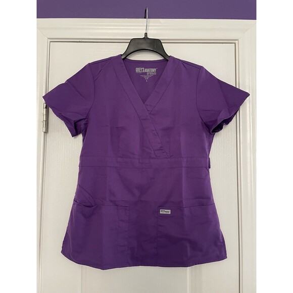 Grey’s Anatomy Scrub Top Purple 4153 Mock Wrap Women's Size Small - Picture 1 of 8